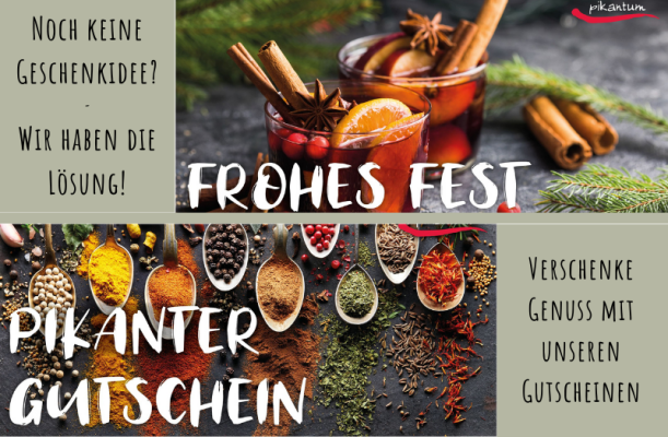 Gutscheine verschenken: Die perfekte Geschenkidee für Genießer - Gutscheine verschenken zu Weihnachten | pikantum Geschenkideen