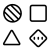 Verschiedene Muster, Kreis, Quadrat, Dreieck und Raute