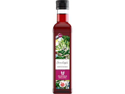 Flasche mit Bio Granatapfel Essigcreme der Ölmühle Solling