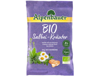 Beutel mit Bio Salbeibonbons von Alpenbauer